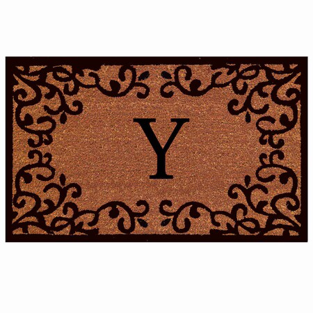 Monogram Door Mat, Natural, Black, 18 in W x 30 in L
